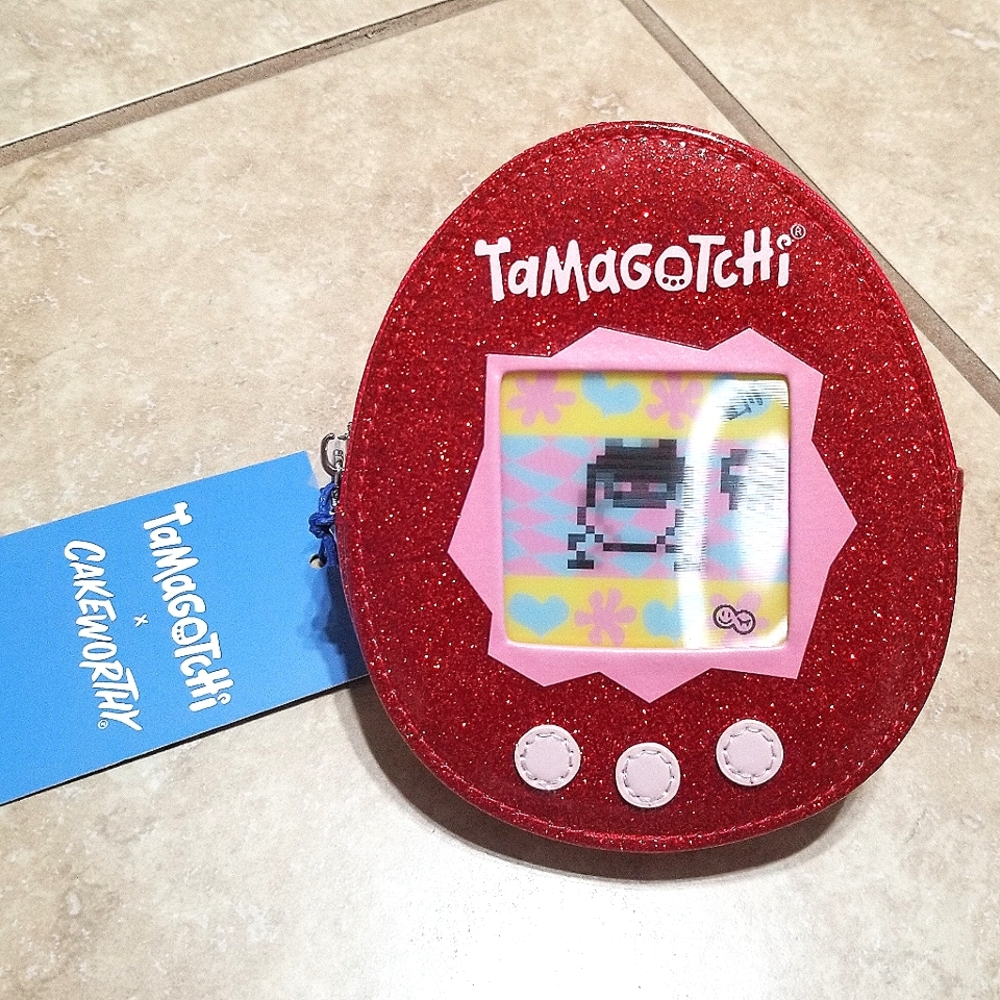 Cakeworthy x Tamagotchi Red Glitter Lenticular Coin Bag
